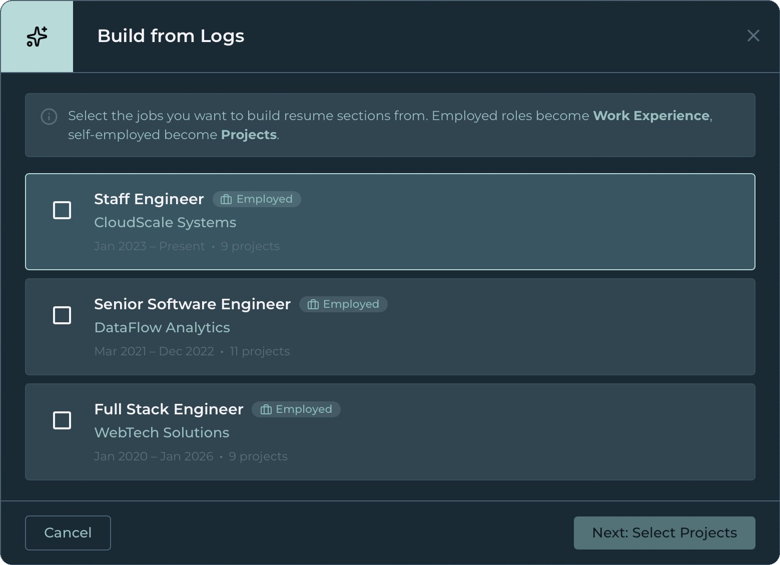 CommitLog screenshot showing a polished resume bullet point generated from logs